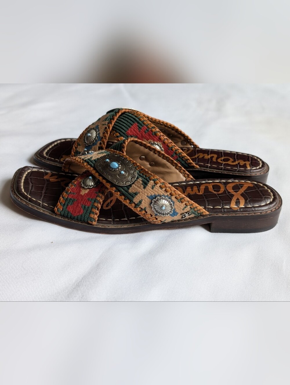 Sam Edelman Hagen Boho Western Criss Cross Slide Sandals Size 7 - Picture 7 of 9